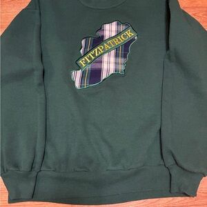 Vintage Jerzees Green Crewneck Sweatershirt with Fitzpatrick on it size large